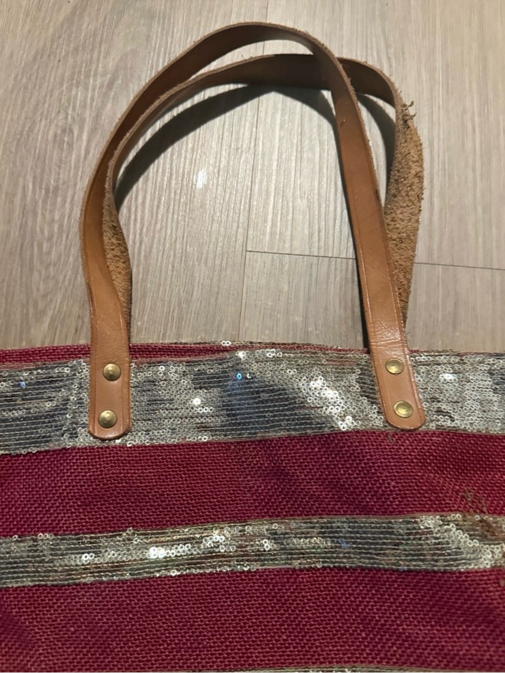 Muche et Muchette Red and Gold Sequin Tote Bag